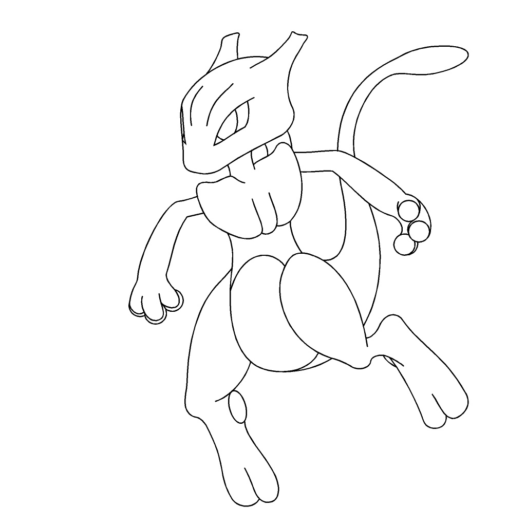 Pokemon Mewtwo Coloring Pages Sketch Coloring Page
